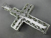 ESTATE MASSIVE 15CT ROUND DIAMOND PLATINUM HANDCRAFTED MULTI ROW CROSS PENDANT
