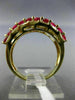 ESTATE WIDE 2.88CT BAGUETTE DIAMOND & AAA OVAL RUBY 18K YELLOW GOLD 3D WAVE RING