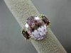 LARGE 14.42CT DIAMOND KUNZITE & GARNET 14KT YELLOW GOLD 3 STONE OVAL HALO RING