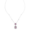 13.21CT DIAMOND & AAA KUNZITE 18K WHITE GOLD EMERALD CUT & ROUND FLOWER NECKLACE