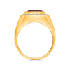 LARGE 3.05CT DIAMOND & RUBY 14KT YELLOW GOLD 3D EMERALD CUT SOLITAIRE MEN'S RING