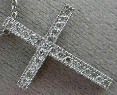 ESTATE .25CT DIAMOND 14KT WHITE GOLD 3D CLASSIC FILIGREE MILGRAIN CROSS PENDANT