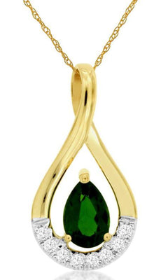 0.51CT DIAMOND & AAA RUSSALITE 14KT 2 TONE GOLD 3D INFINITY LOVE FLOATING PENDANT