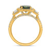 LARGE 3.21CT DIAMOND & AAA GREEN SAPPHIRE 18KT YELLOW GOLD OVAL ENGAGEMENT RING
