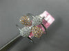 LARGE .40CT WHITE & PINK DIAMOND 18K WHITE & ROSE GOLD FLOWER MULTI ROW FUN RING