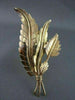 ESTATE LARGE HANDCRAFTED 18KT YELLOW GOLD 3 LEAF FILIGREE PIN BROOCH  #975