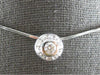 ESTATE .55CT DIAMOND 14K WHITE GOLD SOLITAIRE HALO BEZEL FLOATING PENDANT #27959