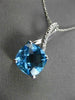 ESTATE LARGE 4.52CT DIAMOND & AAA BLUE TOPAZ 14K WHITE GOLD LUCIDA PENDANT CHAIN