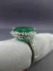 ESTATE LARGE 6.74CT DIAMOND & AAA EMERALD 18K WHITE GOLD 3D HALO ENGAGEMENT RING