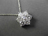 ESTATE LARGE 1.50CT DIAMOND 14K WHITE GOLD 3D FLOWER STAR FLOATING PENDANT CHAIN