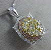 ESTATE .85CT MULTI COLOR DIAMOND 14KT TRI COLOR GOLD 3D CLUSTER OVAL PENDANT