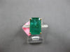4.77CT DIAMOND & AAA EMERALD 18K 2 TONE GOLD EMERALD CUT & ROUND ENGAGEMENT RING