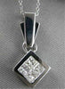 ESTATE INVISIBLE PRINCESS DIAMOND SOLITARE 14K WHITE GOLD PENDANT + CHAIN  #3823