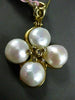 ESTATE LARGE .12CT DIAMOND & AAA SOUTH SEA PEARL 14KT YELLOW GOLD FLOWER PENDANT