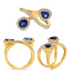 LARGE 2.10CT DIAMOND & AAA SAPPHIRE 14KT YELLOW GOLD CRISS CROSS SOLITAIRE RING