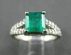 ESTATE 1.33CT DIAMOND & AAA EMERALD 14K WHITE GOLD LUCIDA ENGAGEMENT RING #22247