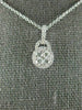 ESTATE .35CT DIAMOND 18KT WHITE GOLD 3D ROUND CLUSTER HALO FLOATING PENDANT