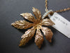 ESTATE LARGE .04CT DIAMOND 14KT ROSE GOLD 3D HANDCRAFTED FALLING LEAF PENDANT