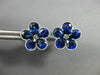 ESTATE LARGE 3.98CT DIAMOND & AAA SAPPHIRE 18KT WHITE GOLD FLOWER STUD EARRINGS