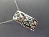 ESTATE WIDE .92CT ROUND & BAGUETTE DIAMOND 18K WHITE GOLD 3D RECTANGULAR PENDANT