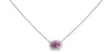 ESTATE .59CT DIAMOND & AAA PINK SAPPHIRE 18KT WHITE GOLD 3D OVAL HALO NECKLACE