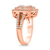 LARGE 1.45CT DIAMOND 14KT ROSE GOLD 3D ROUND & BAGUETTE CLUSTER ANNIVERSARY RING