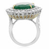 EXTRA LARGE 20.59CT DIAMOND & AAA EMERALD 18KT 2 TONE GOLD & PLATINUM HALO RING