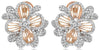 LARGE .95CT DIAMOND 14KT WHITE & ROSE GOLD FLOWER FUN CLIP ON HANGING EARRINGS