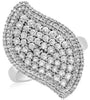 ESTATE 1.46CT DIAMOND 14KT WHITE GOLD 3D MULTI ROW CLASSIC LEAF FUN RING