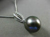ESTATE .11CT DIAMOND 14K WHITE GOLD 3D TAHITIAN PEARL OPEN LEAF FLOATING PENDANT