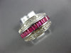 ESTATE WIDE 1.45CT DIAMOND & AAA RUBY 14KT WHITE GOLD ROUND & BAGUETTE RING #716