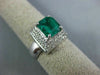 ESTATE LARGE 2.45CT DIAMOND & AAA EMERALD 18K WHITE GOLD PYRAMID ENGAGEMENT RING