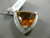 ESTATE EXTRA LARGE 11.01CT DIAMOND & AAA CITRINE 14KT WHITE GOLD 3D HALO PENDANT