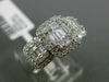 ESTATE WIDE .89CT ROUND & BAGUETTE DIAMOND 18KT WHITE GOLD HALO PROMISE RING