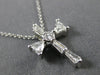 ESTATE .55CT TRILLION & BAGUETTE DIAMOND 14KT WHITE GOLD 3D CROSS PENDANT #25911