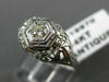 ANTIQUE .15CT DIAMOND 14KT WHITE GOLD 3D CLASSIC FILIGREE ENGAGEMENT RING #19970