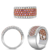 LARGE 1.16CT WHITE PINK DIAMOND 18K WHITE & ROSE GOLD MULTI ROW ANNIVERSARY RING
