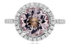 LARGE 3.31CT DIAMOND & AAA MORGANITE 18KT WHITE GOLD ROUND HALO ENGAGEMENT RING
