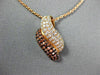 1.36CT WHITE & ORANGE DIAMOND 18KT ROSE GOLD 3D MULTI ROW PAVE WAVE FUN PENDANT