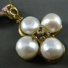 ESTATE LARGE .12CT DIAMOND & AAA SOUTH SEA PEARL 14KT YELLOW GOLD FLOWER PENDANT
