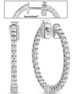 1.24CT DIAMOND 14KT WHITE GOLD SHARED PRONG INSIDE OUT HUGGIE HANGING EARRINGS