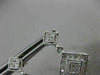 ESTATE .33CT DIAMOND 14KT WHITE GOLD 3D SQUARE HALO MILGRAIN HANGING EARRINGS