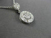 ESTATE .19CT DIAMOND 14KT WHITE GOLD FLOATING DOUBLE HALO CIRCLE PENDANT & CHAIN