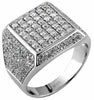 ESTATE LARGE 2.30CT DIAMOND 14KT WHITE GOLD 3D SQUARE PAVE CLASSIC MENS RING