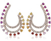 ESTATE 1.28CT ROUND DIAMOND & MULTI COLOR SAPPHIRE 14K ROSE PEAR SHAPE EARRINGS