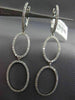 ESTATE .93CT DIAMOND 18KT WHITE GOLD 3D DOUBLE OPEN OVAL HUGGIE HANGING EARRINGS