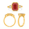 2.06CT DIAMOND AAA RUBY 14KT YELLOW GOLD EMERALD CUT ROUND BEZEL ENGAGEMENT RING