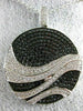 LARGE 2.21CT WHITE & BLACK DIAMOND 18KT WHITE GOLD 3D CIRCULAR WAVE FUN PENDANT