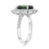 WIDE 4.45CT DIAMOND & AAA GREEN SAPPHIRE 18KT WHITE GOLD 3D OVAL ENGAGEMENT RING