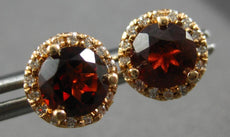 2.30CT DIAMOND & AAA GARNET 14KT ROSE GOLD 3D CLASSIC ROUND HALO STUD EARRINGS